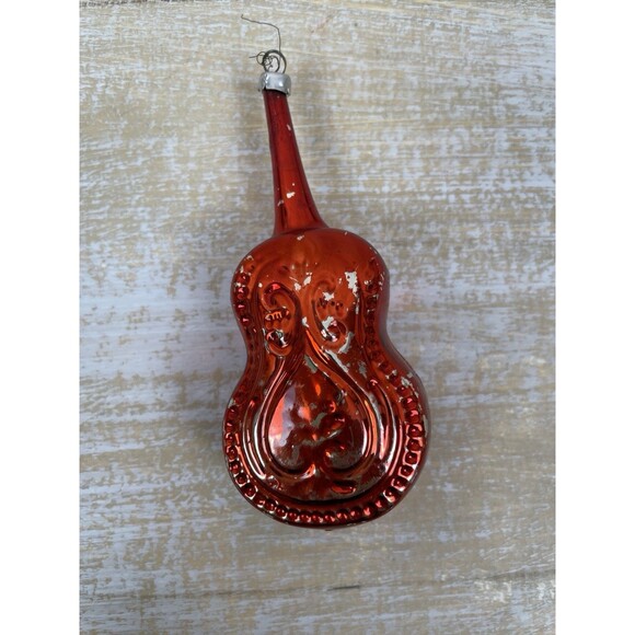 Antique Vintage Blown Glass Red CELLO VIOLA Christmas Ornament West Germany - Picture 2 of 10